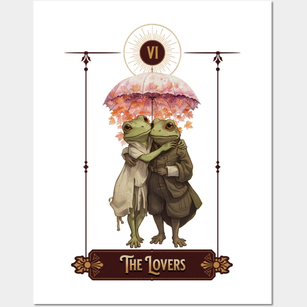 "The Lovers" Frog Tarot Card Wall Art by TheCloakedOak